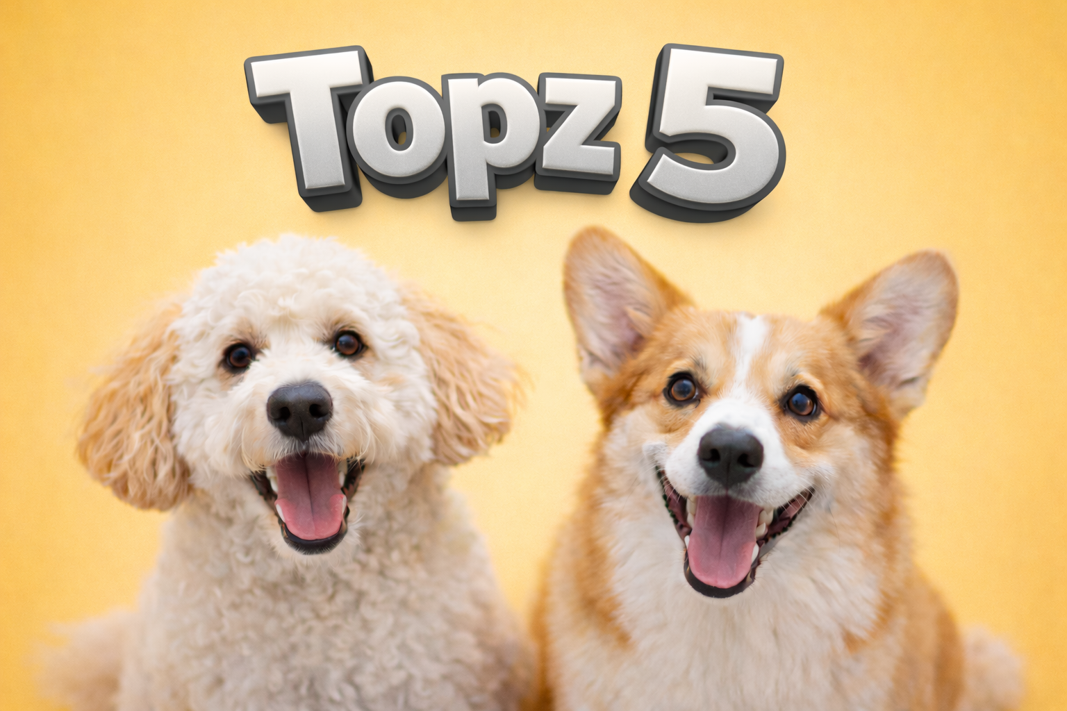 2 dogs with the words topz 5