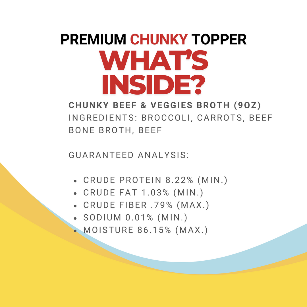 Product label for beef bone broth with ingredients and guaranteed analysis details.