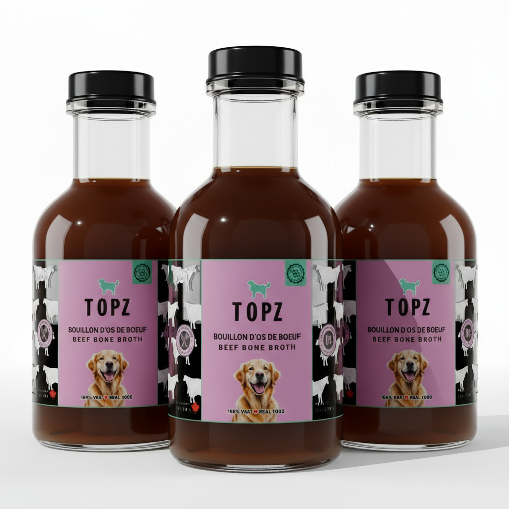 TOPZ Premium Bone Broth for dogs and cats kibble topper made in canada