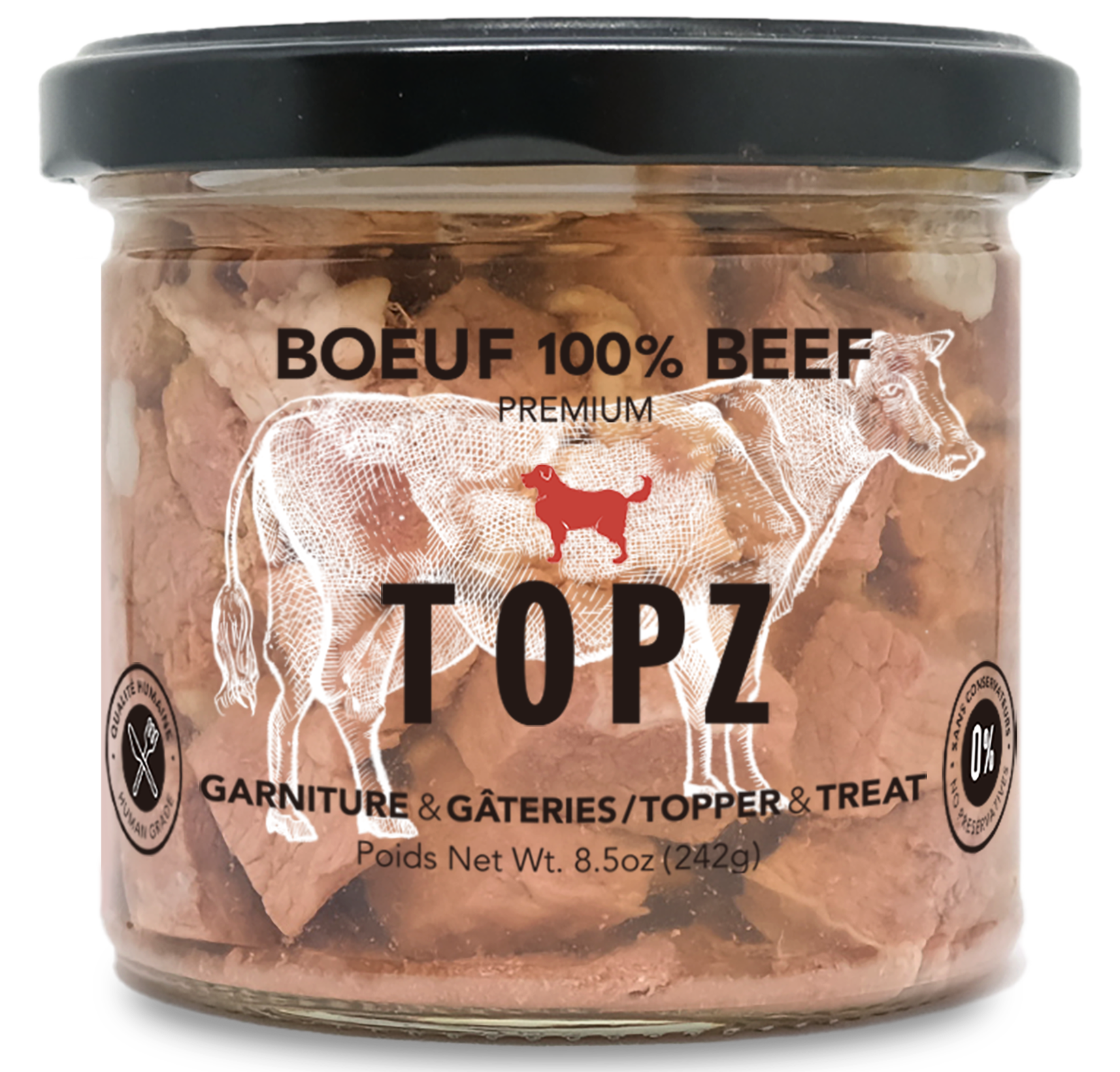 Topz dog food premium toppers and treats 3-pack 100% beef topper