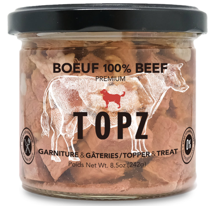 Topz dog food premium toppers and treats 3-pack 100% beef topper
