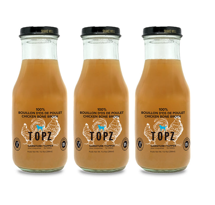 Topz dog food premium toppers and treats 3-pack 100% chicken bone broth