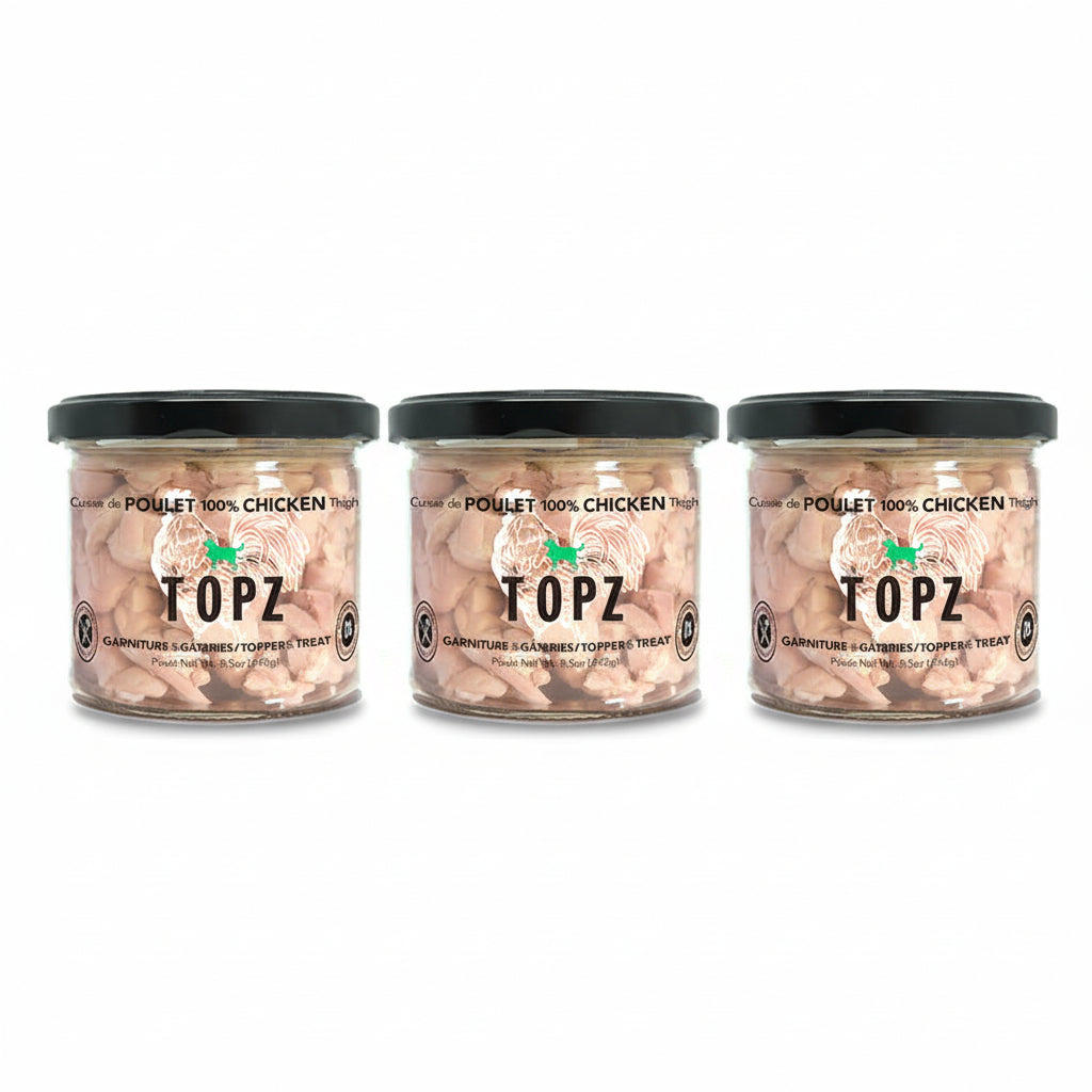 Topz dog food premium toppers and treats 3-pack 100% chicken topper
